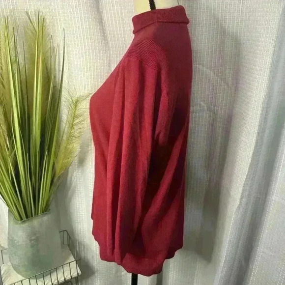 Chicos Women’s 2 US L Christmas Red Blouse Turtleneck Long Sleeve Tunic Top - Picture 5 of 13